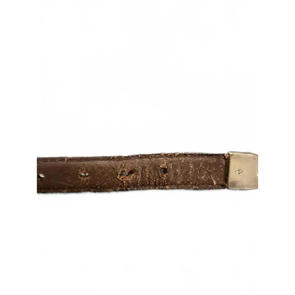 Vintage Brown Full Grain Leather Golf Belt with Silver Golf Emblems Size 36